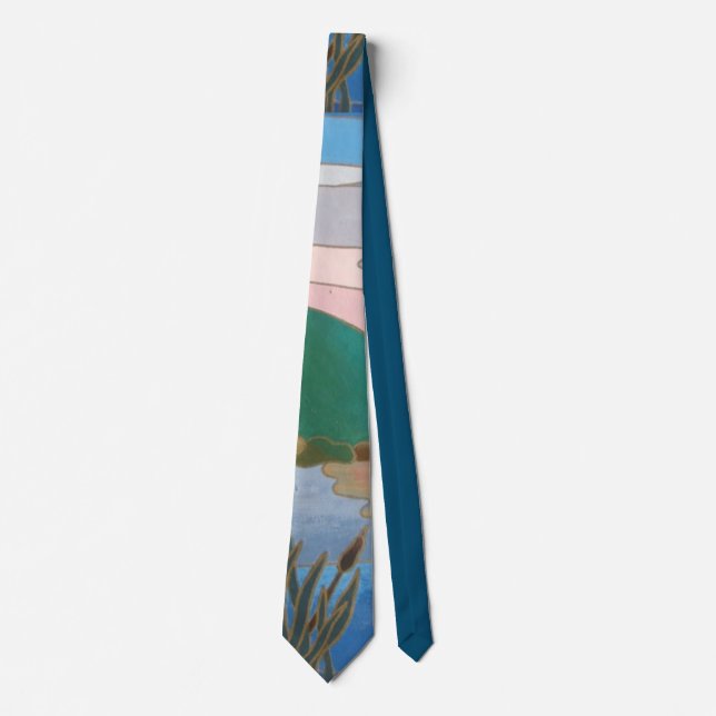 abstrakte Kunstlandschaft blau-grün-rosa Krawatte (Vorderseite)