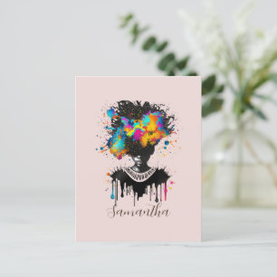 Abstrakte Künstlerin Afro   Schwarz und Weiß Postkarte