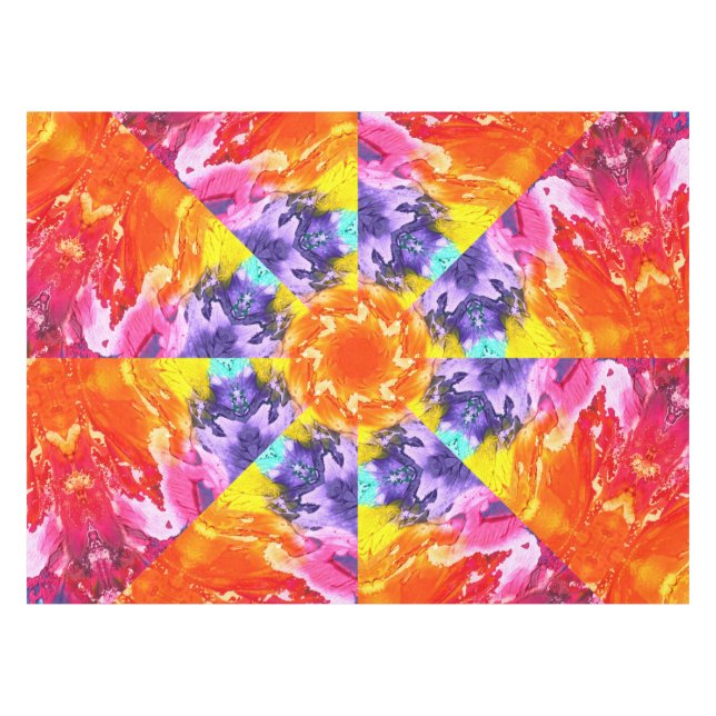 Abstrakte Künstlerin, farbige Paint Kaleidoskop Tischdecke (Vorderseite (Horizontal))