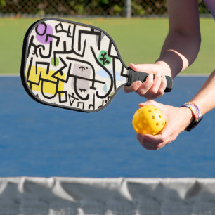 Abstrakte künstlerische Fusion: Das kubistische Wu Pickleball Schläger