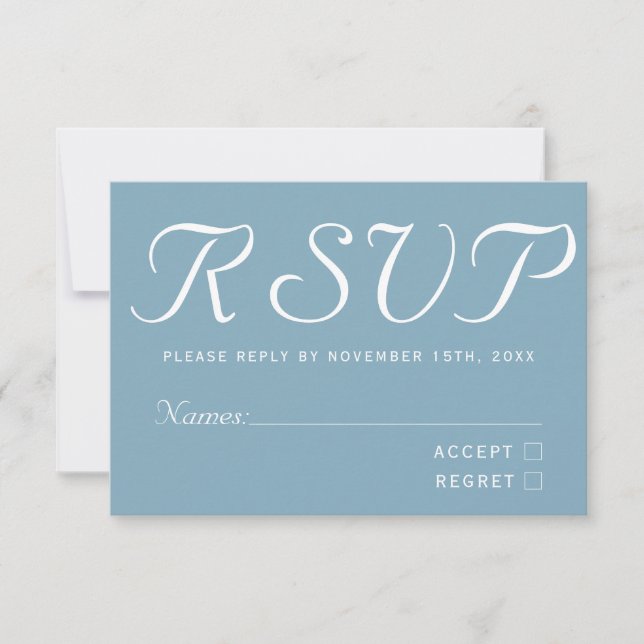 Abstrakte künstlerische Retro Blue Chic RSVP Karte (Vorderseite)