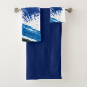 Abstrakte künstlerische Wasserfarbene Mixed-Media- Badhandtuch Set