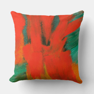 Abstrakte Kunstmalerei Rot Orange Gold Green Kissen