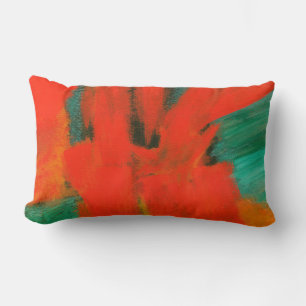 Abstrakte Kunstmalerei Rot Orange Gold Green Lendenkissen