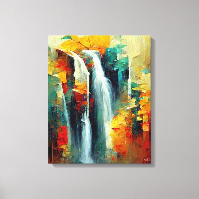 Abstrakte Kunstmalerei Wasserfall Leinwanddruck (Vorderseite)