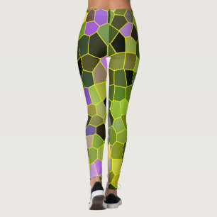 Abstrakte Kunstmosaike Cells Pink Green Leggings