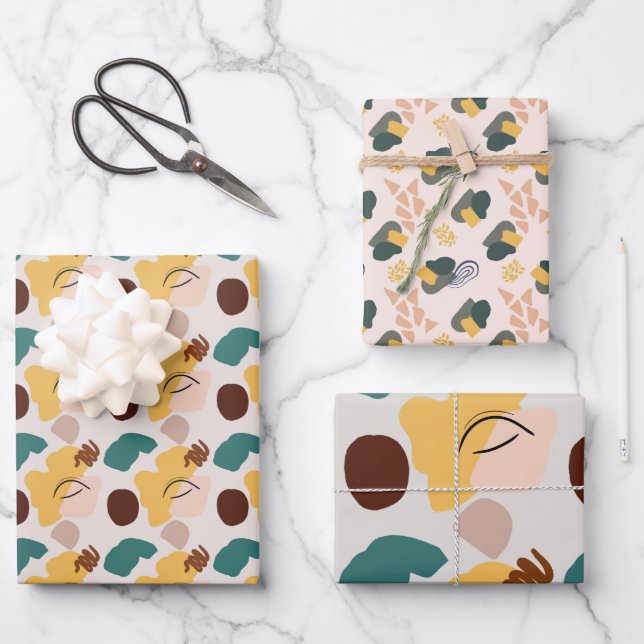 Abstrakte Kunstschattierungen aus braunen Umschlag Geschenkpapier Set (Vorderseite)