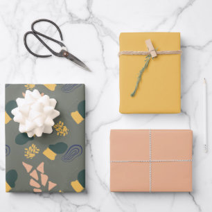 Abstrakte Kunstschattierungen aus braunen Umschlag Geschenkpapier Set
