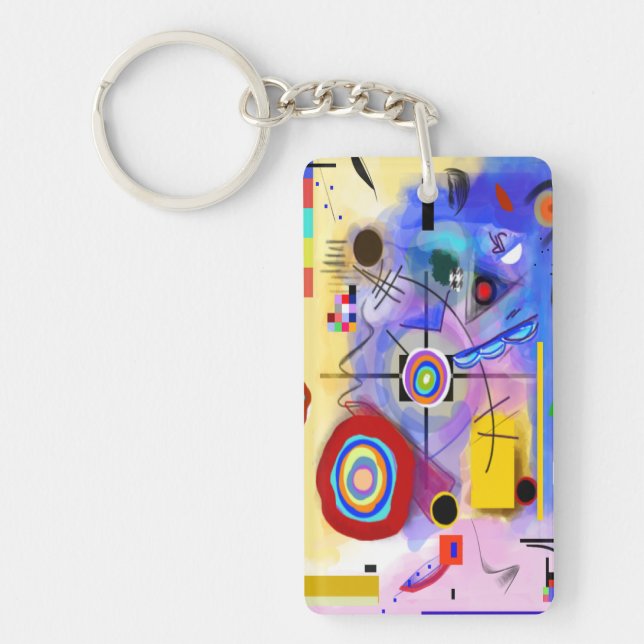Abstrakte Kunstschlüsselkette inspiriert von Kandi Schlüsselanhänger (Vorderseite)