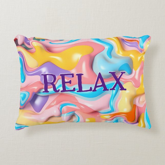 Abstrakte Kunststoffformen mit Relax Text Dekokissen (Vorderseite)