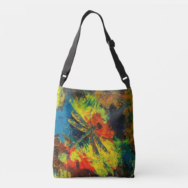 Abstrakte Kunsttasche für die Libelle Tragetaschen Mit Langen Trägern (Rückseite)