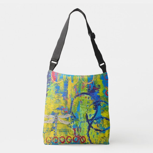 Abstrakte Kunsttasche für die Libelle Tragetaschen Mit Langen Trägern (Vorderseite)