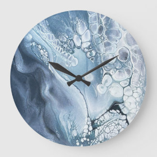 Abstrakte Kunstuhr in Blau- und Grautönen Große Wanduhr