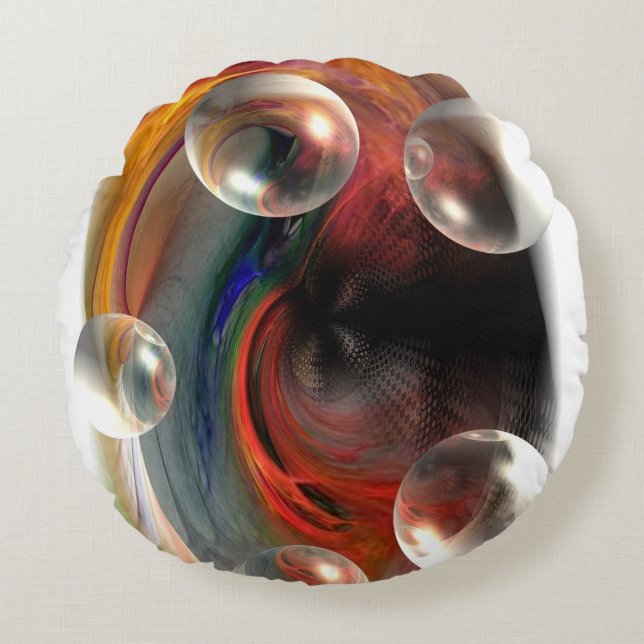 abstrakte Kunstwerke, rot-gelb-grün Rundes Kissen (Vorderseite)
