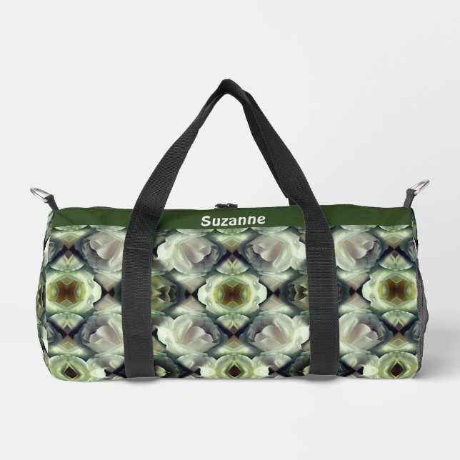 Abstrakte Kunstwerke von White Rose Personalisiert Duffle Bag (Vorderseite)