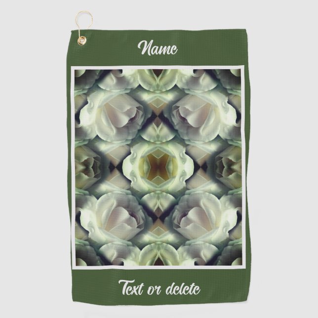 Abstrakte Kunstwerke von White Rose Personalisiert Golfhandtuch (Vorderseite)