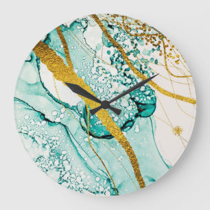 Abstrakte Kunstwolken: Lichtdurchlässige Tinte Große Wanduhr