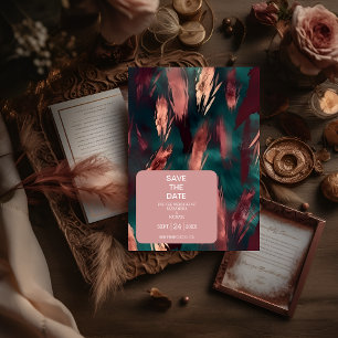 Abstrakte Kupfer dunkelgrün staubige rosa Hochzeit Save The Date