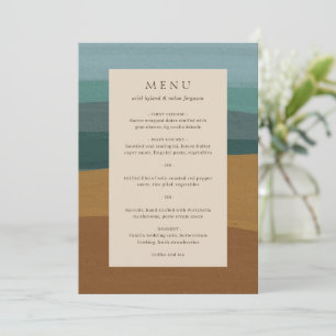Abstrakte Küsten-Chic-Moderne Hochzeit Menükarte