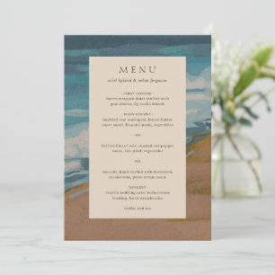 Abstrakte Küsten-Chic-Moderne Hochzeit Menükarte
