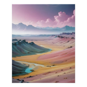 Abstrakte Landschaft Berge Tal Naturlandschaft Poster