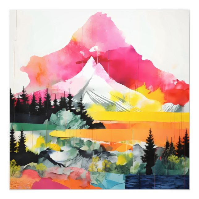 Abstrakte Landschaft farbenfrohe Collage Fotodruck (Vorne)