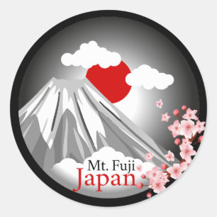 Abstrakte Landschaft Fuji Runder Aufkleber