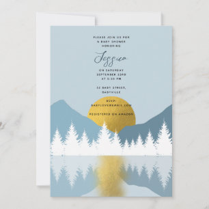 Abstrakte Landschaft Golden Winter Baby Shower Boy Einladung
