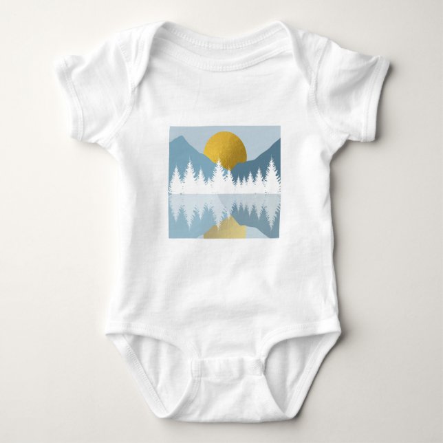 Abstrakte Landschaft Goldener Winter Sonnenunterga Baby Strampler (Vorderseite)
