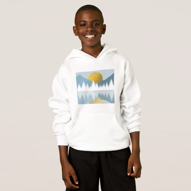 Abstrakte Landschaft Goldener Winter Sonnenunterga Hoodie (Vorne ganz)
