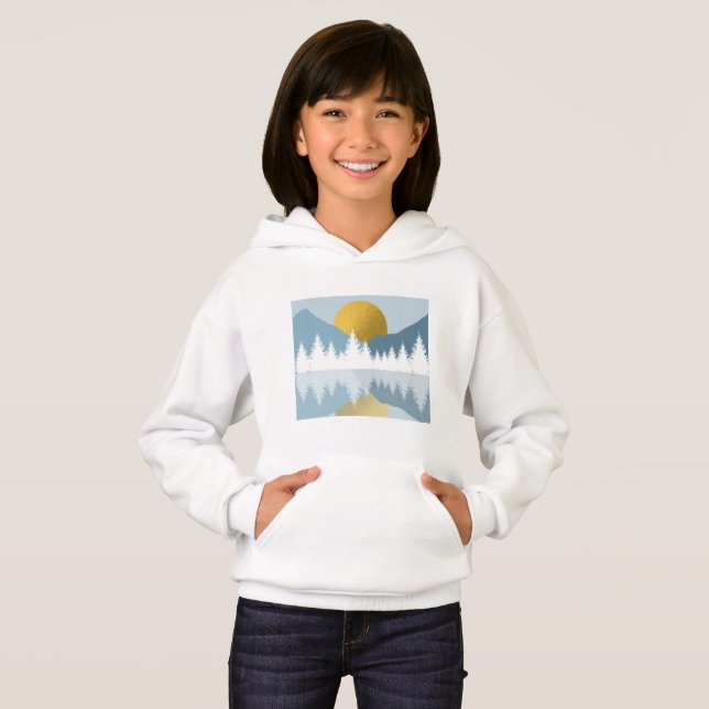 Abstrakte Landschaft Goldener Winter Sonnenunterga Hoodie (Vorne ganz)