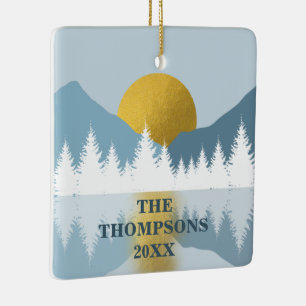 Abstrakte Landschaft Goldener Winter Sonnenunterga Keramikornament
