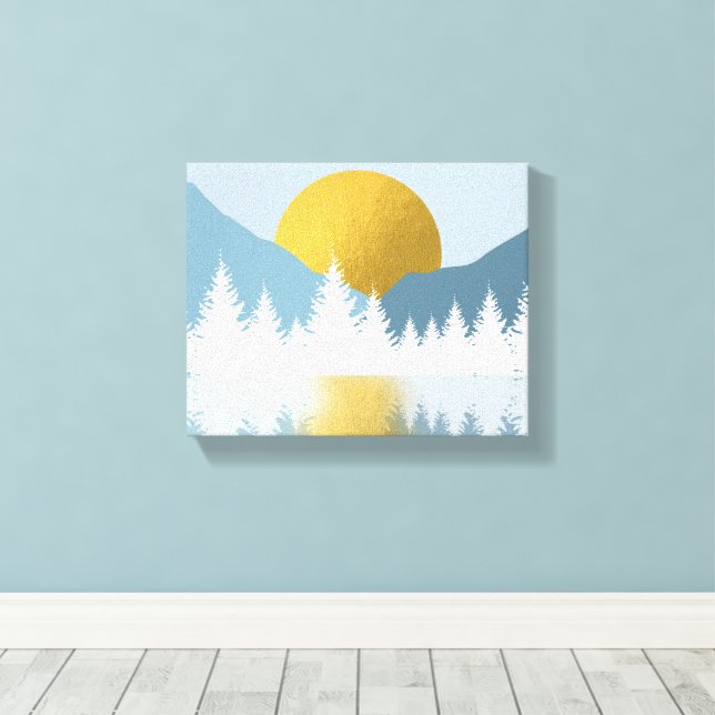 Abstrakte Landschaft Goldener Winter Sonnenunterga Leinwanddruck (Insitu (Holzboden))