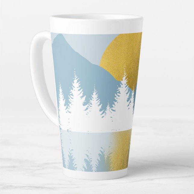 Abstrakte Landschaft Goldener Winter Sonnenunterga Milchtasse (Linke Ecke)