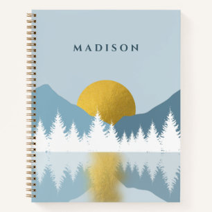 Abstrakte Landschaft Goldener Winter Sonnenunterga Notizbuch