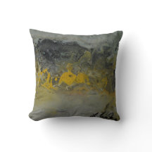 Abstrakte Landschaft im Gelb - Throw-Kissen