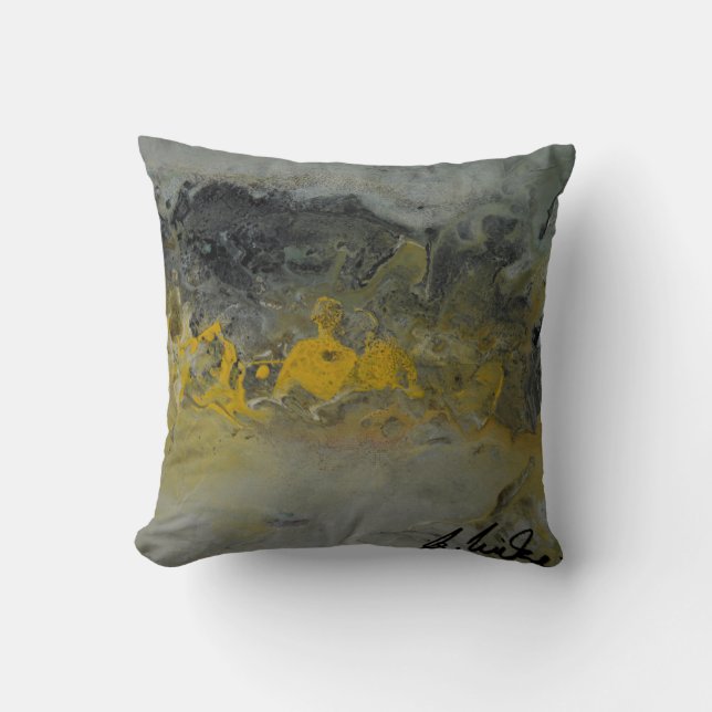 Abstrakte Landschaft im Gelb - Throw-Kissen Kissen (Vorderseite)
