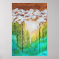 Abstrakte Landschaft Kunst, hässliche Bäume, Aquam