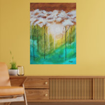 Abstrakte Landschaft Kunst, hässliche Bäume, Aquam