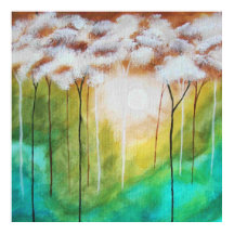 Abstrakte Landschaft Kunst, hässliche Bäume, Aquam