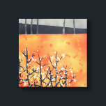 Abstrakte Landschaft Orange Art Leinwanddruck<br><div class="desc">Landschaftsmalerei von Schwarzthornblüte im Frühling in sanften Orange und Grau.</div>