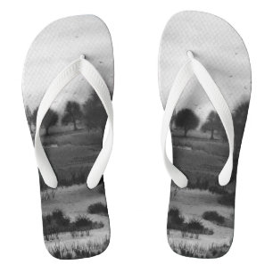 abstrakte Landschaft Schwarz/Weiß Flip Flops