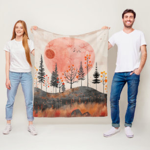 Abstrakte Landschaft von Boho (13) Fleecedecke