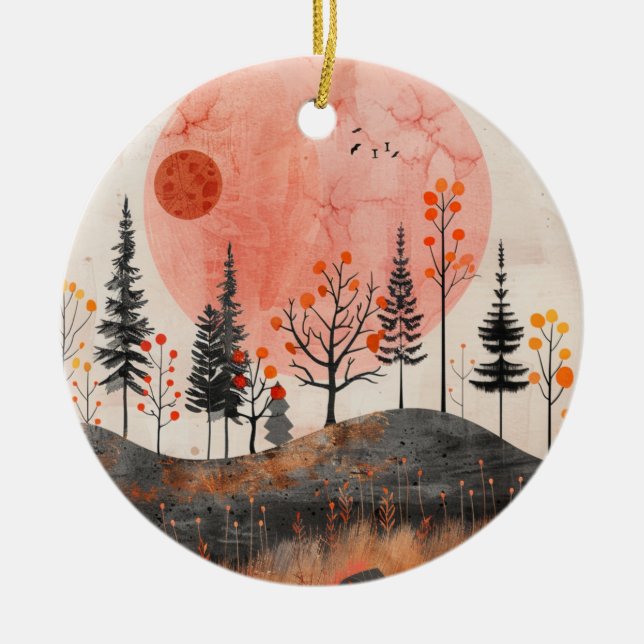 Abstrakte Landschaft von Boho (13) Keramik Ornament (Vorne)