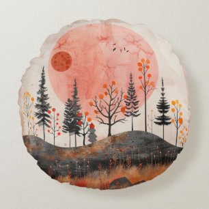 Abstrakte Landschaft von Boho (13) Rundes Kissen