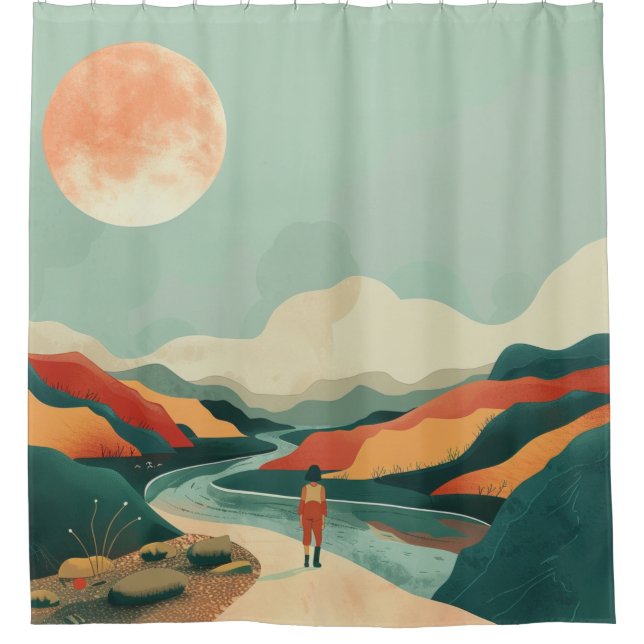 Abstrakte Landschaft von Boho (14) Duschvorhang (Vorderseite)
