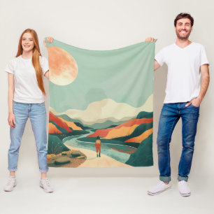 Abstrakte Landschaft von Boho (14) Fleecedecke
