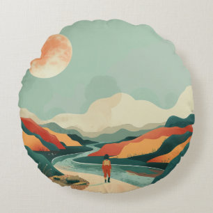 Abstrakte Landschaft von Boho (14) Rundes Kissen