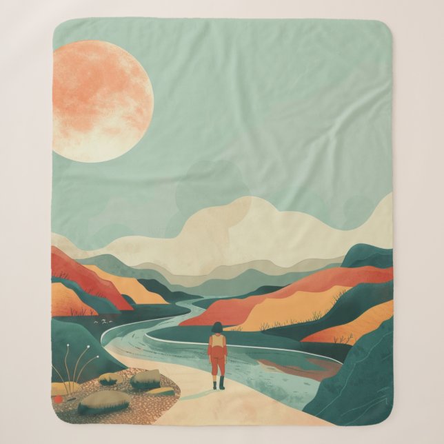 Abstrakte Landschaft von Boho (14) Sherpadecke (Vorderseite)