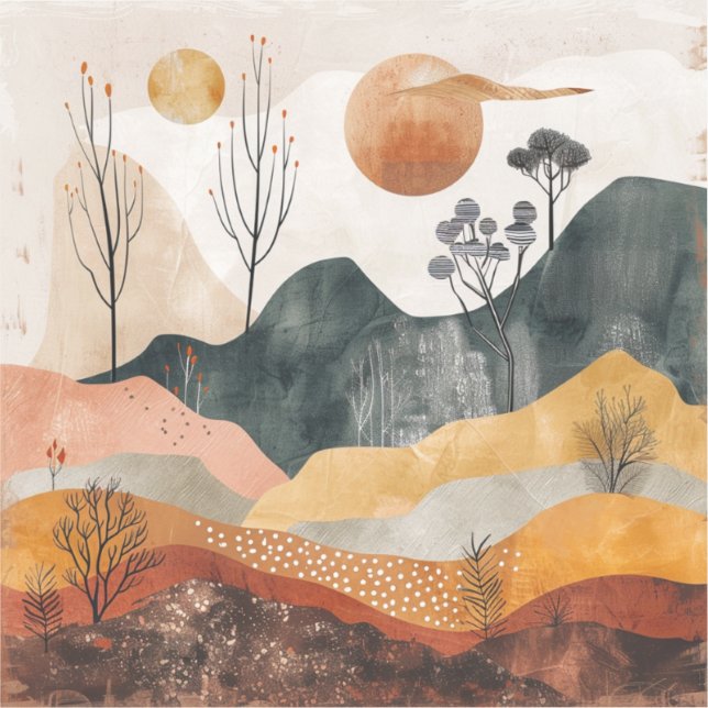 Abstrakte Landschaft von Boho (15) Aufkleber (Vorderseite)